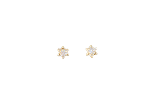 10K ISRAEL STAR STUD EARRING WITH WHITE ZIRCONIA 10K ISRAEL STAR STUD EARRING WITH WHITE ZIRCONIA