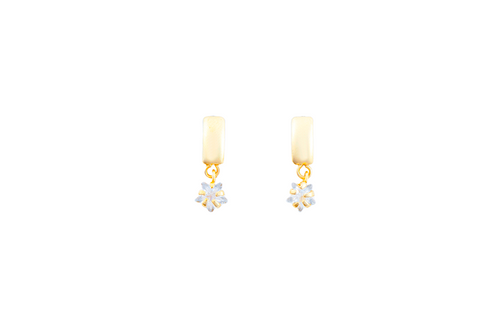 10K STAR TIP STUD EARRING WITH WHITE ZIRCONIA
