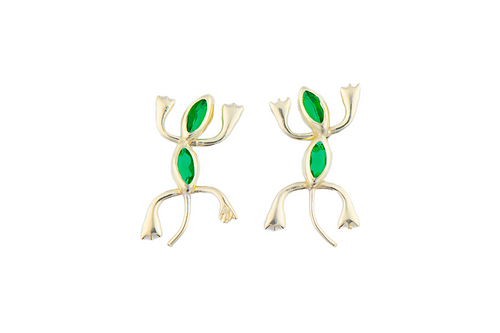 10K LIZARD STUD EARRING WITH GREEN ZIRCONIA