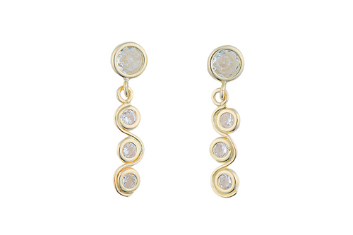 10K 4/SPIRAL STUD EARRING WITH WHITE ZIRCONIA 10K 4/SPIRAL STUD EARRING WITH WHITE ZIRCONIA