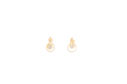 10K LIGHT BULB STUD EARRING WITH WHITE ZIRCONIA 10K LIGHT BULB STUD EARRING WITH WHITE ZIRCONIA