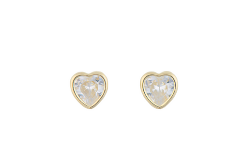 10K HEART STUD EARRING WITH WHITE ZIRCONIA 10K HEART STUD EARRING WITH WHITE ZIRCONIA