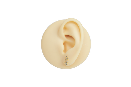 10K BAGUETTE TRIPLE STUD EARRING WITH WHITE ZIRCONIA 10K BAGUETTE TRIPLE STUD EARRING WITH WHITE ZIRCONIA