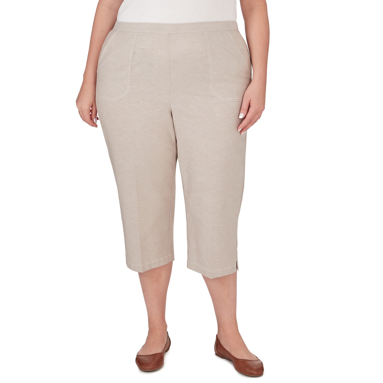 Petite Women's Chambray PullOn Capri Alfred Dunner