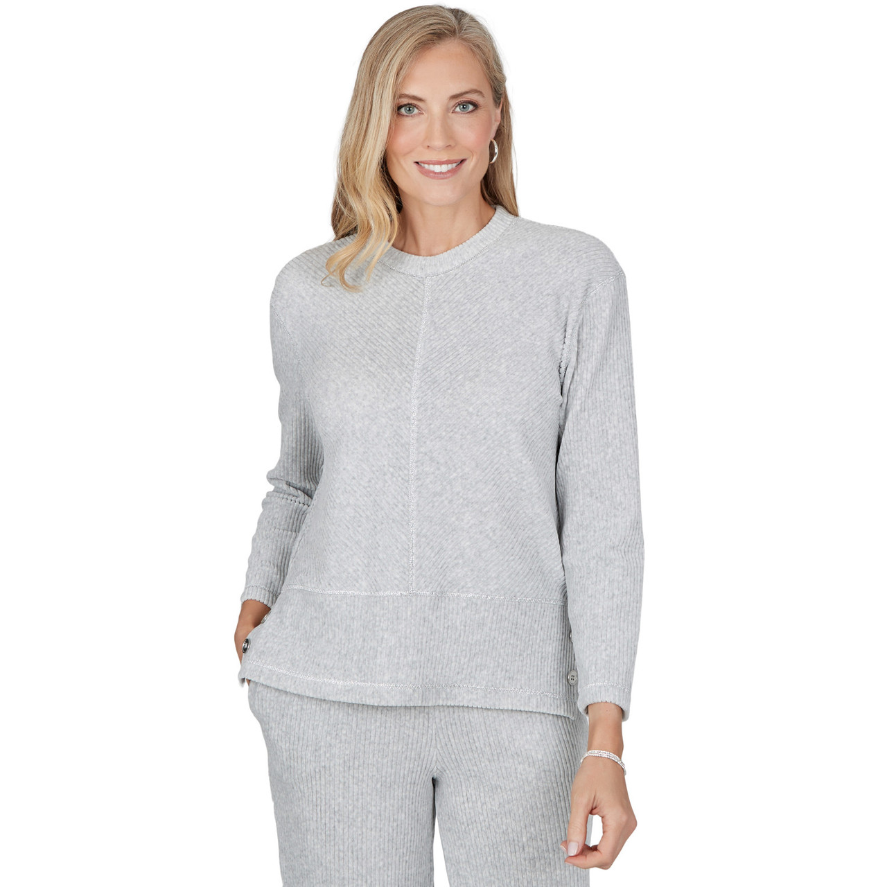 Women's Velour Chevron Spliced Top | Alfred Dunner