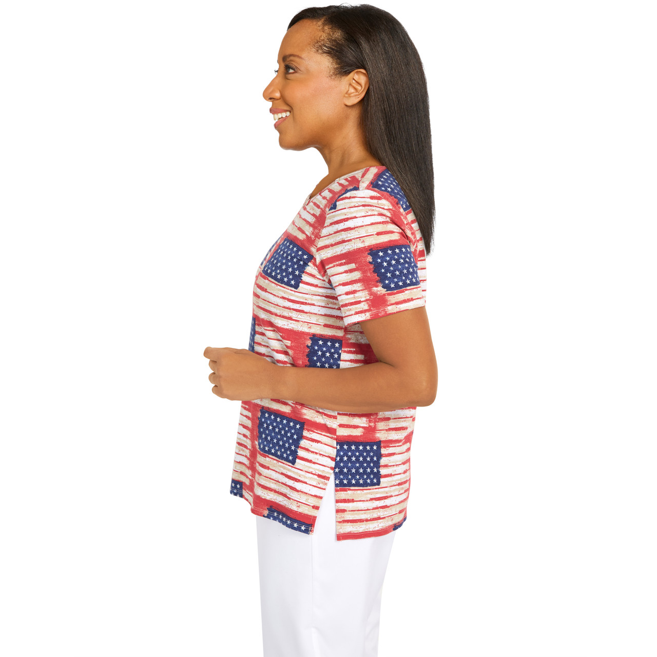 Women's Double Strap Flag Print Top | Alfred Dunner