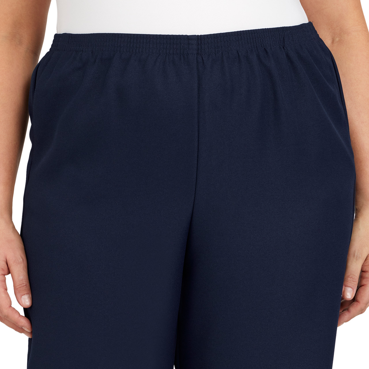 Pantalon Femme Alfred Dunner Classics - Taille 12P (Petites) - Bleu Marine - Ceinture élastique - Neuf Avec étiquettes