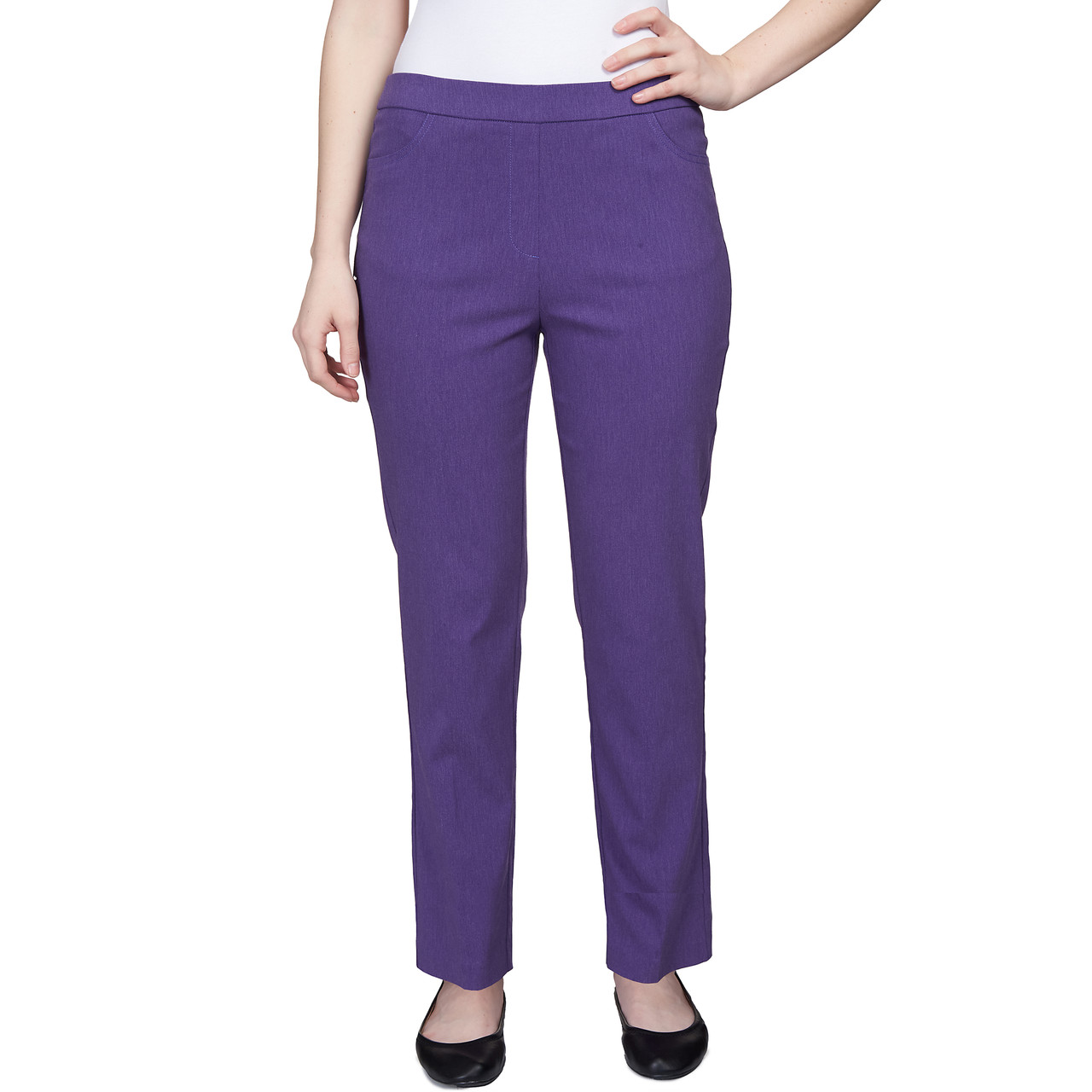 Alfred Dunner Women 2PC Purple Polyester 3/4 Sleeve Pants Suit