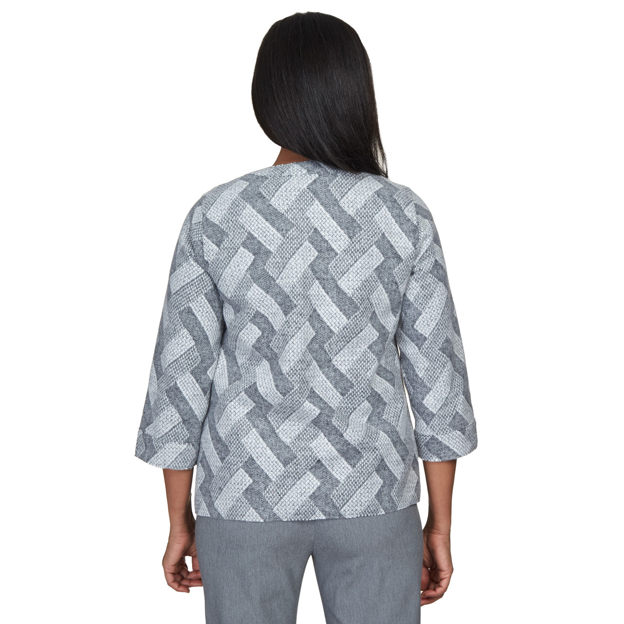 Women's Pewter Geo Woven Jacket | Alfred Dunner