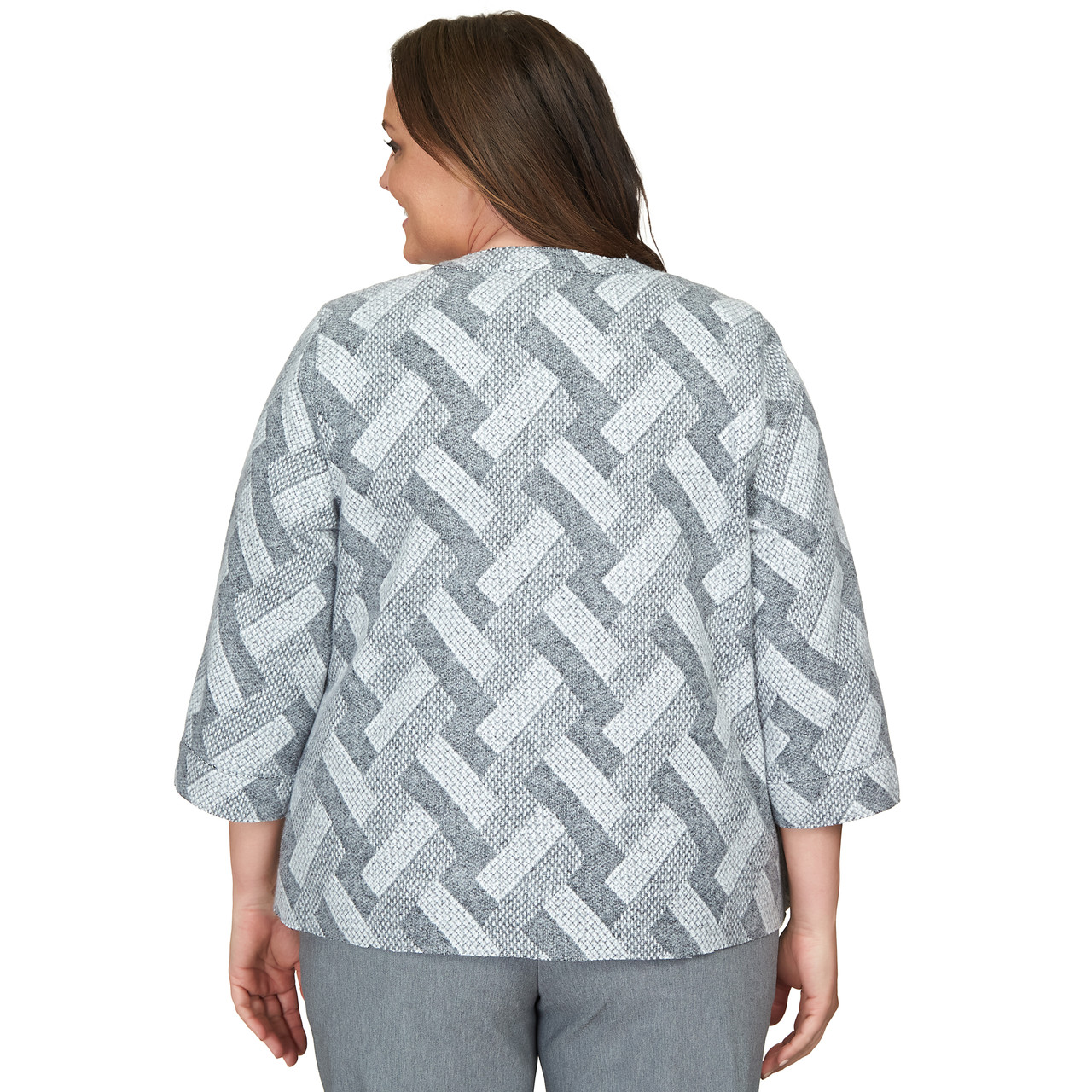 Plus Women's Pewter Geo Woven Jacket | Alfred Dunner