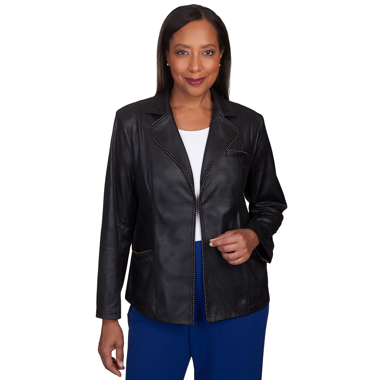 Faux Leather Double Breasted Blazer – Buxom Couture