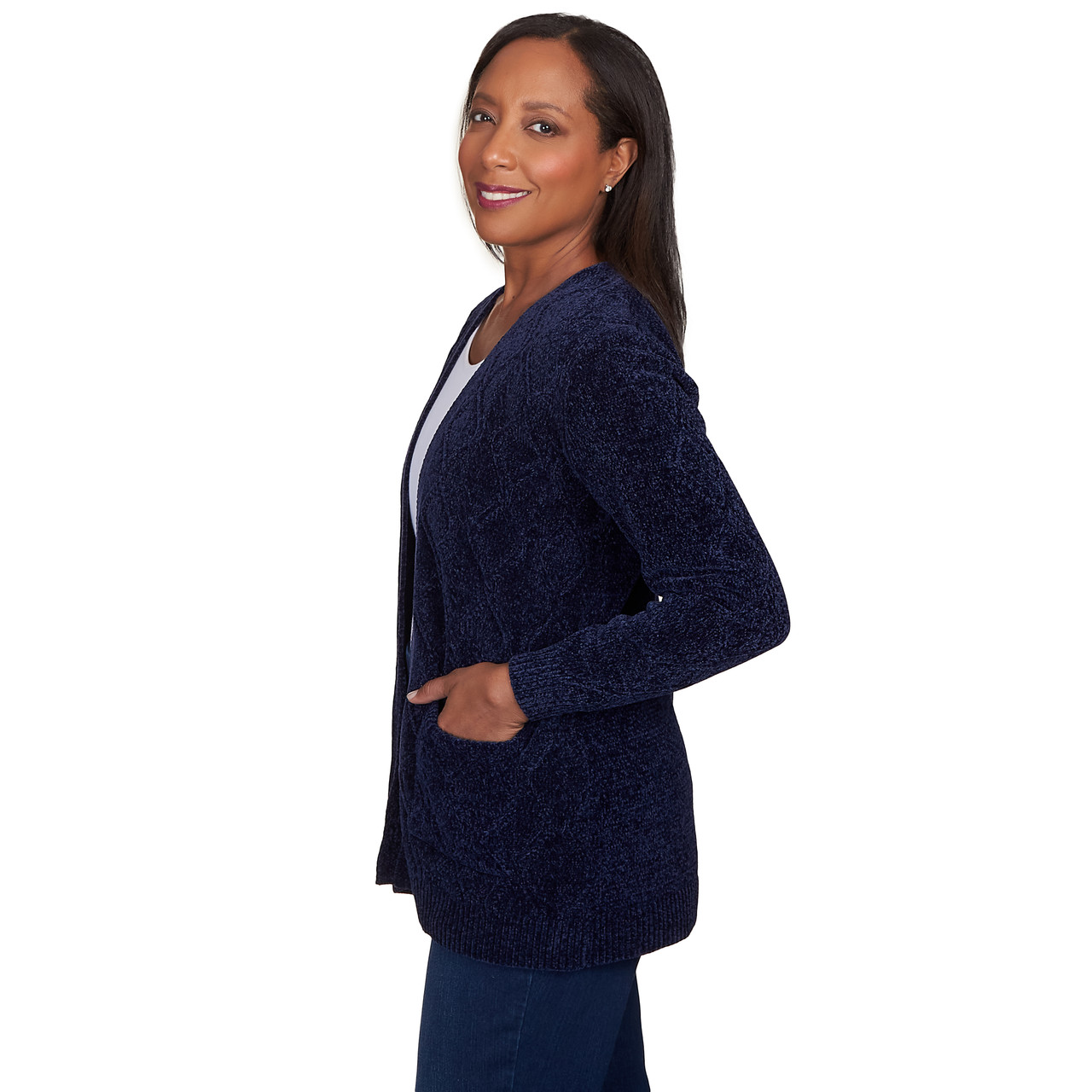 Women's Chenille Long Open Cardigan | Alfred Dunner