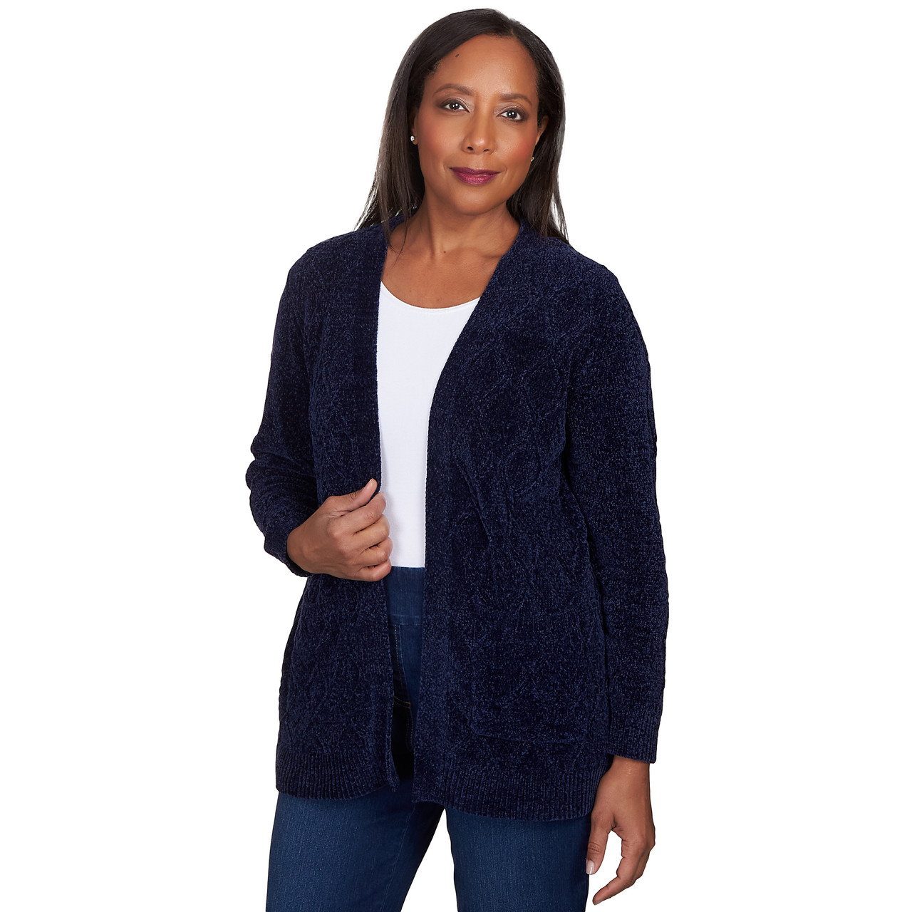 Women's Chenille Long Open Cardigan | Alfred Dunner