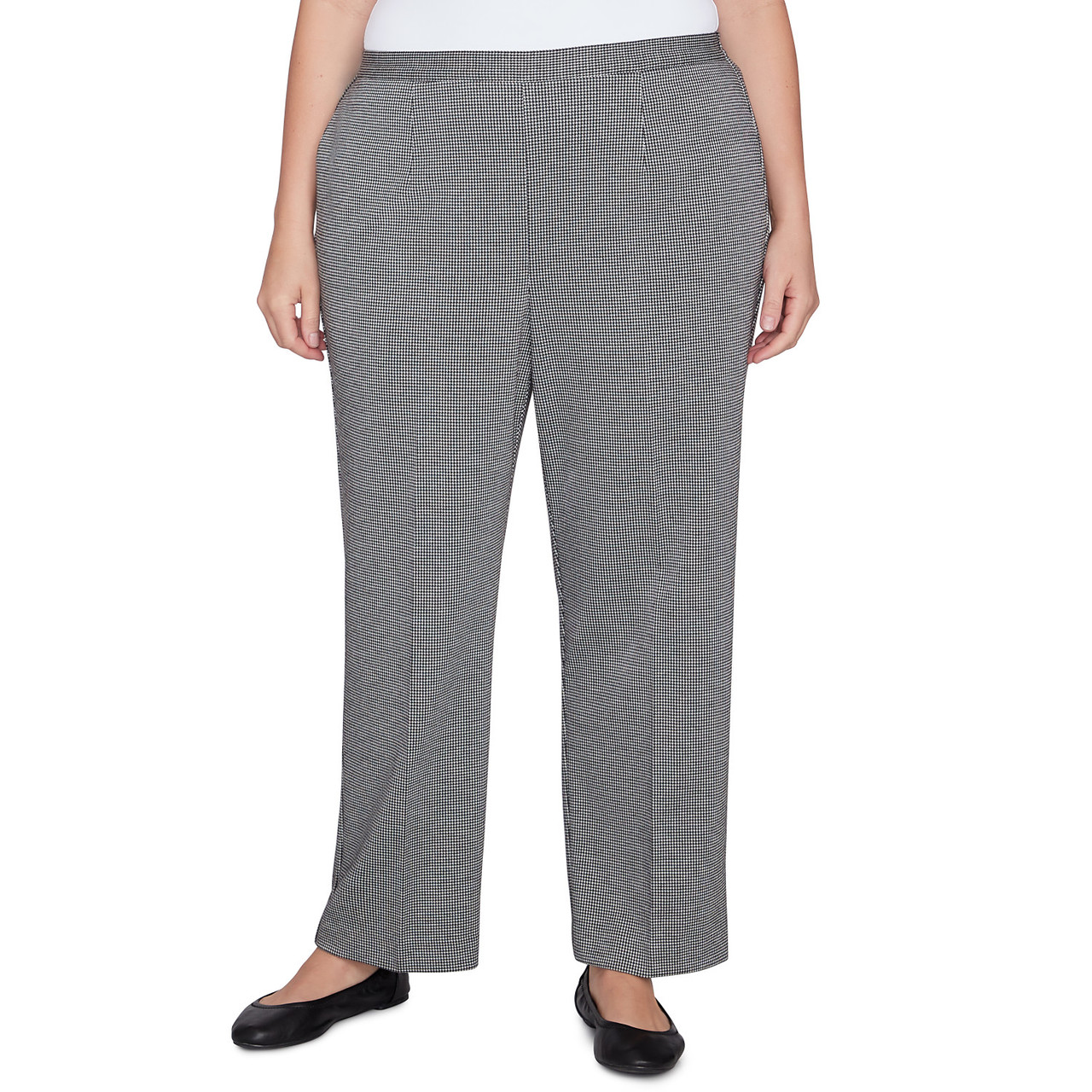 Plus Women's Chic Pull On Houndstooth Medium Length Pant Alfred Dunner