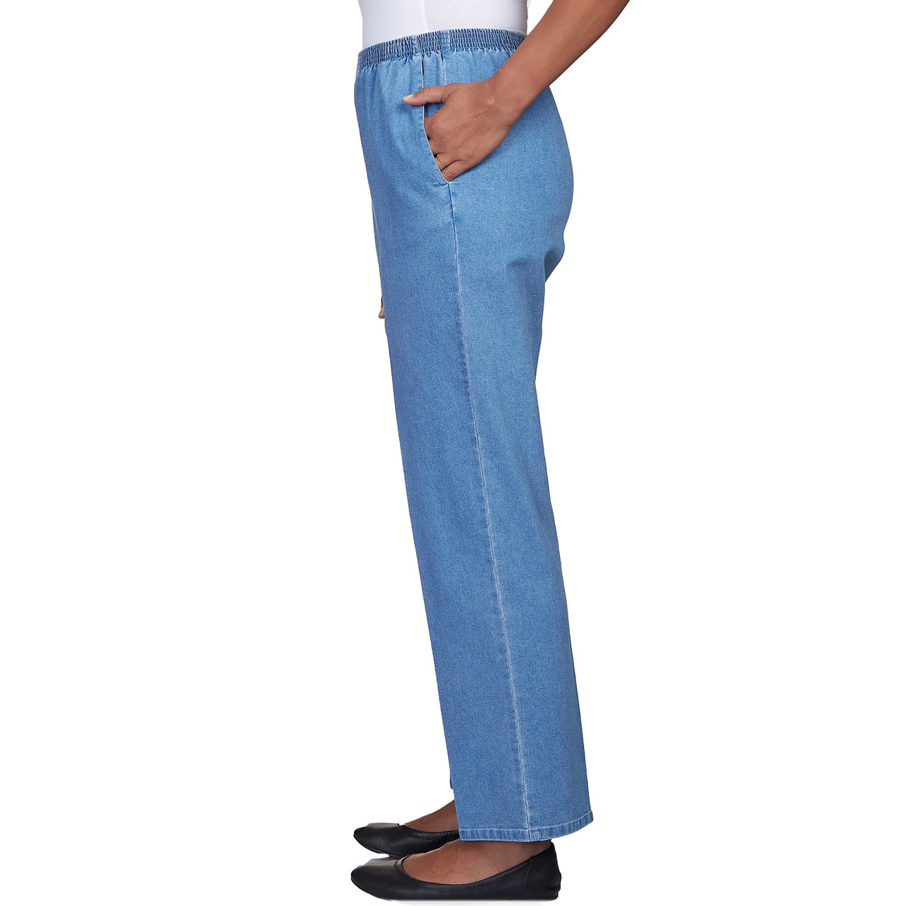 Women's Elastic Waist Average Length Denim Pant Alfred Dunner