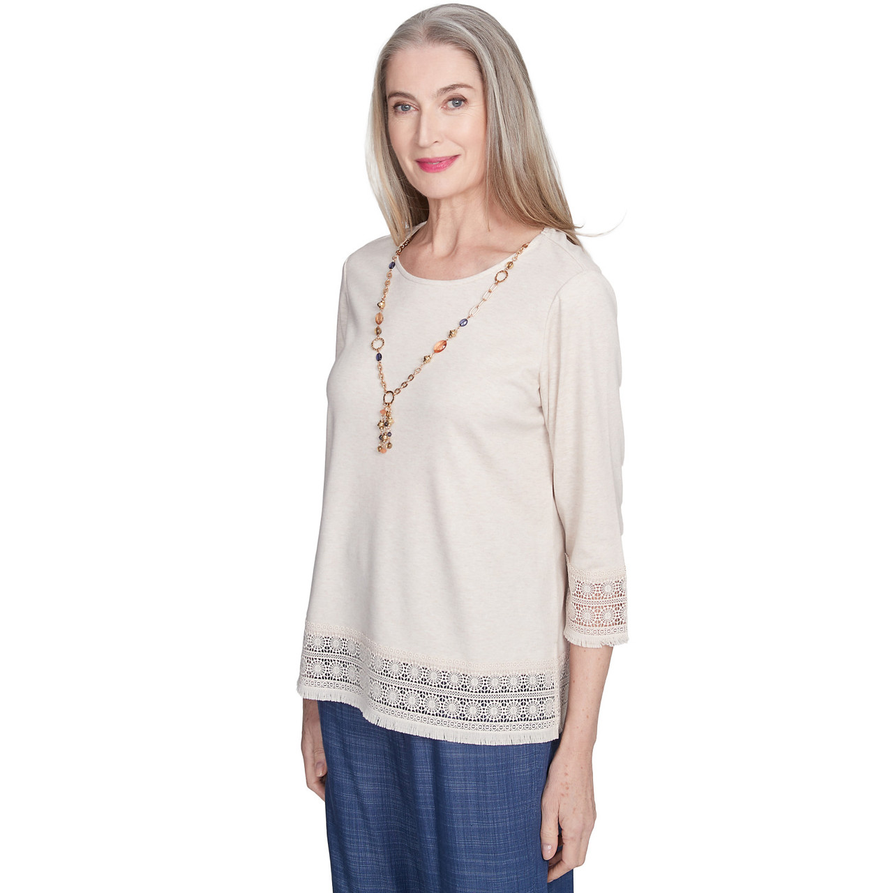 Lace Trim Knit Top