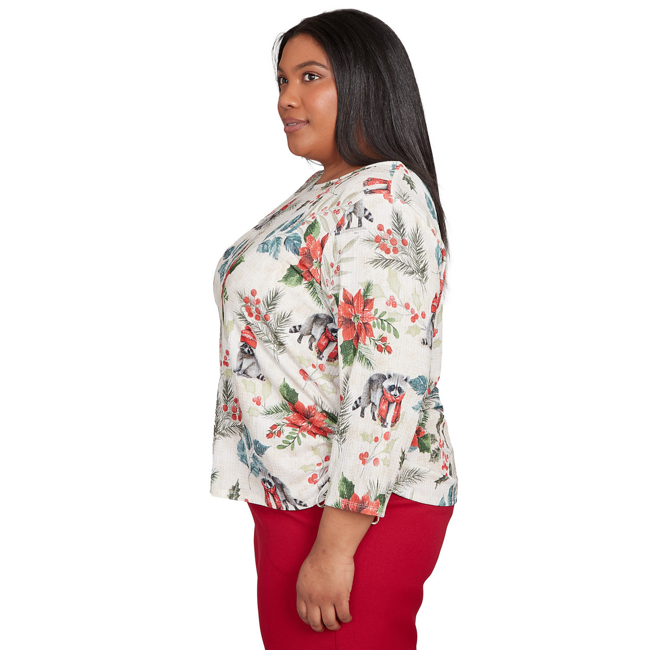 Poinsettia Alfred Dunner Holiday Tops Alfred Dunner Sweater