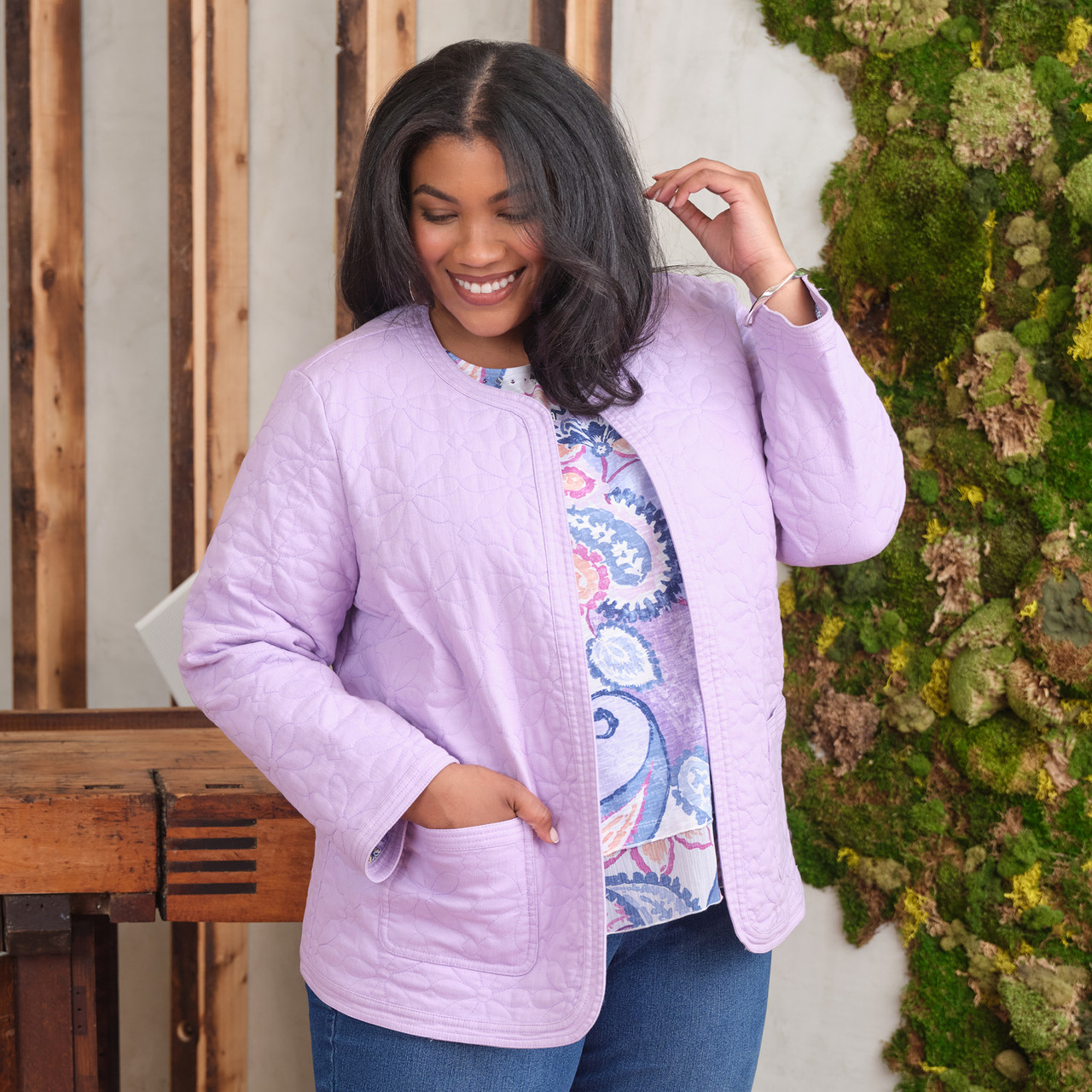 Women's Floral Quilted Patchwork Jacket | Alfred Dunner