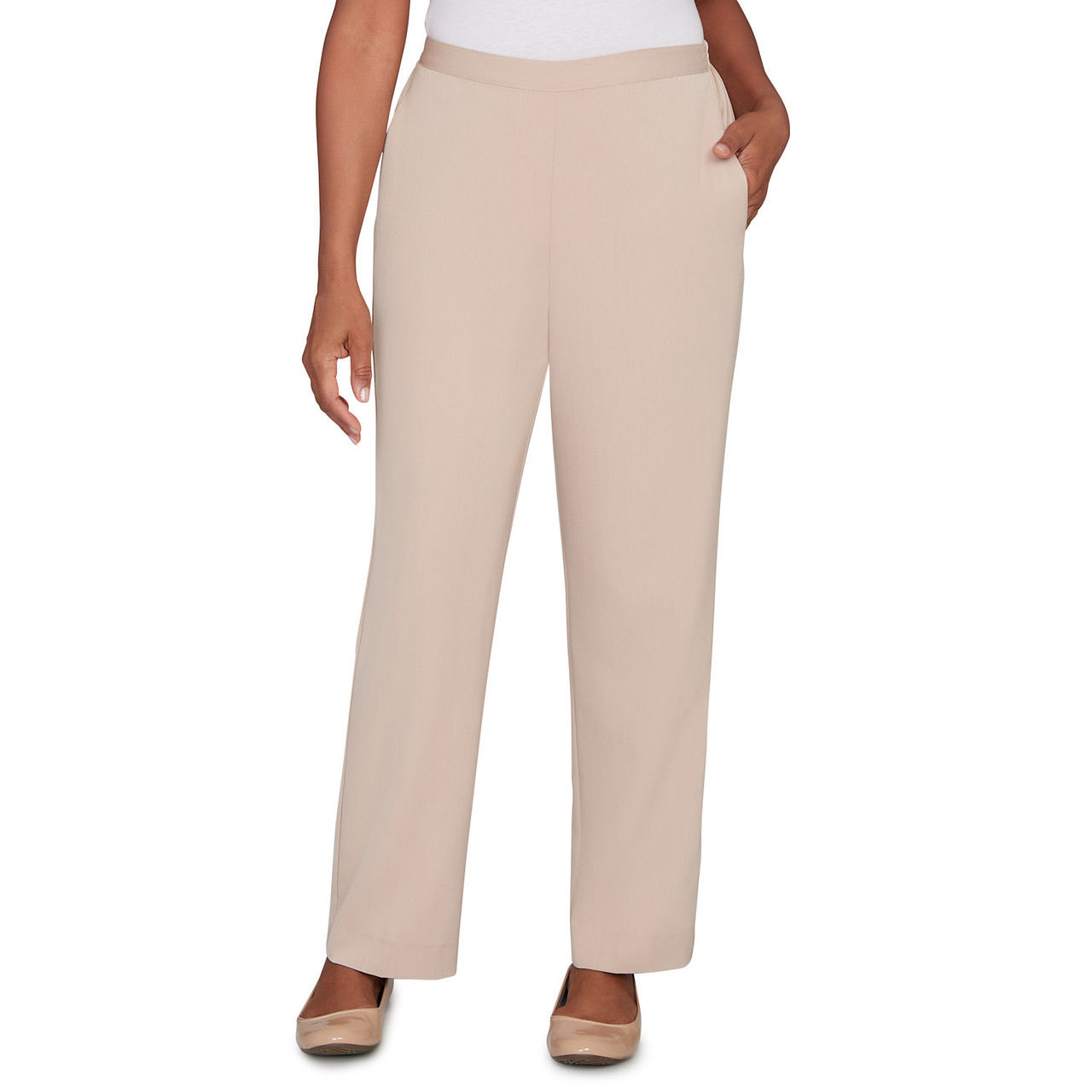 Women's Side Seam Pocket Average Length Twill Pant | Alfred Dunner