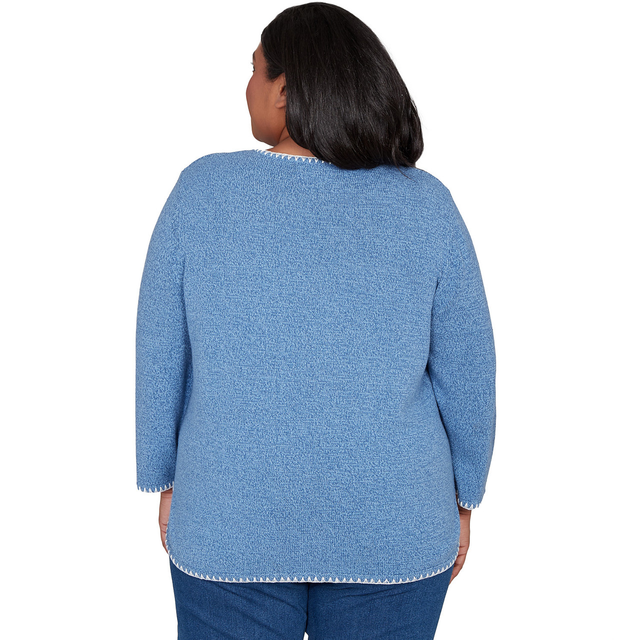Plus Women's Cross Stitched Floral Pullover Sweater | Alfred Dunner