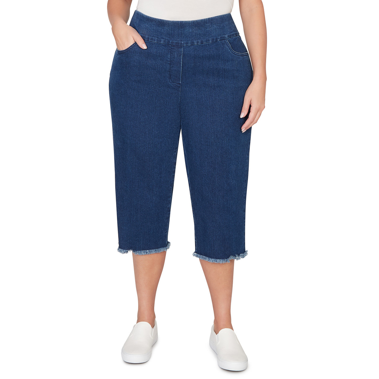 Plus Women's Super Stretch Denim Fringe Capri Pant | Alfred Dunner