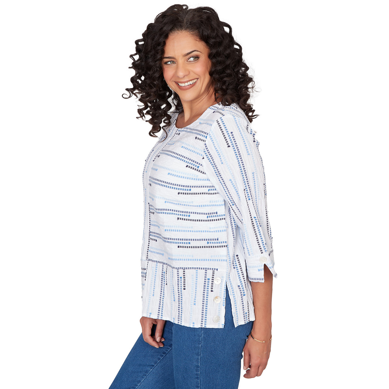 Women's Spliced Jacquard Stripe Top | Alfred Dunner