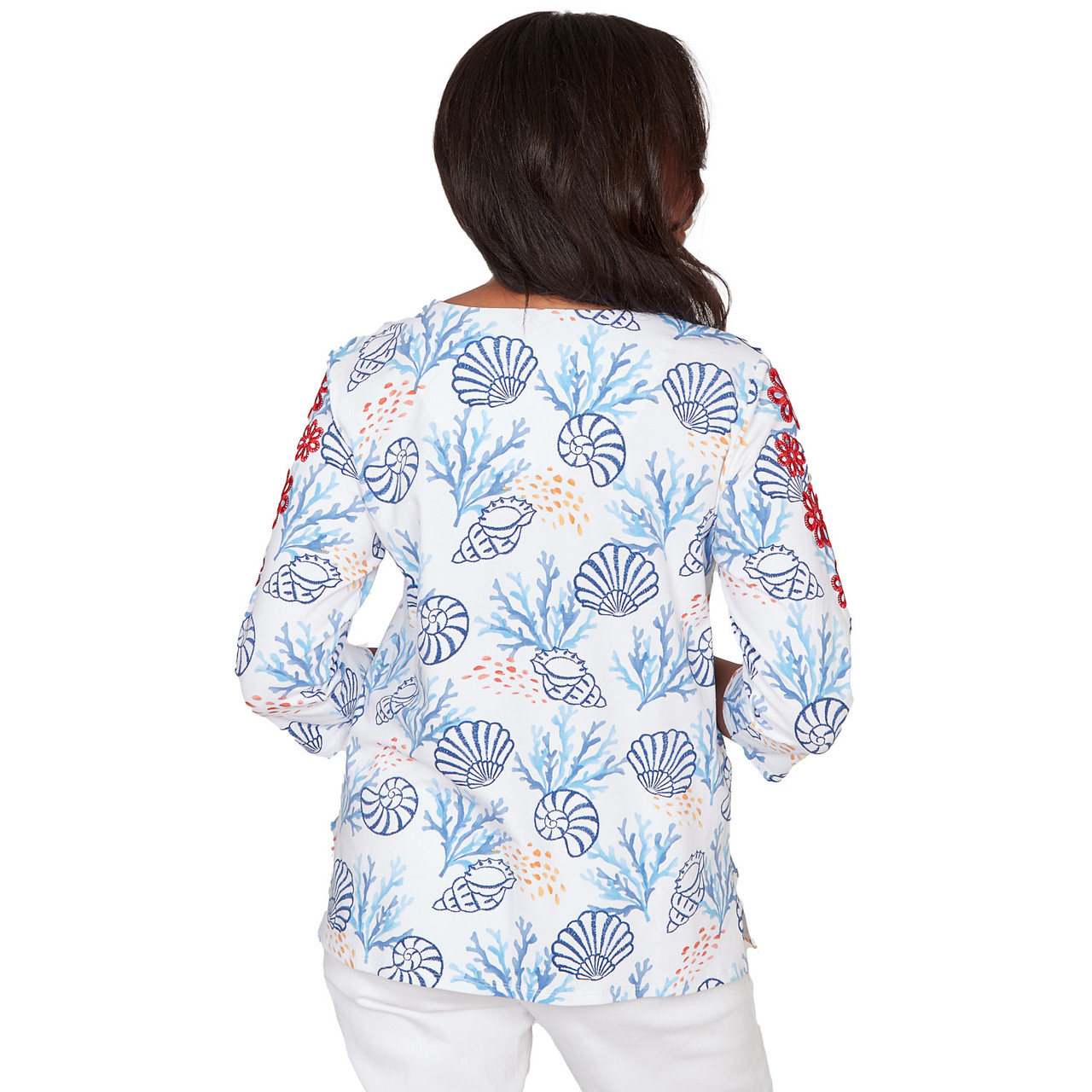 Women's Shell Print Embroidered Top | Alfred Dunner