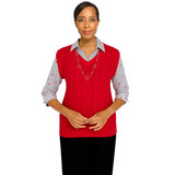 Petite Women's Cable Vest With Collar And Sleeves