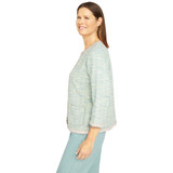 Petite Women's Knit Boucle Jacket With Pearl Trim