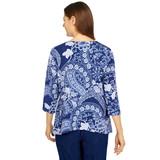 Women's Paisley Floral Knit Top With Necklace