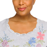 Women's Floral Mini Stripe Top