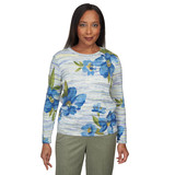 Petite Women's Space Dye Bold Floral Sweatshirt