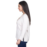 Women's Ivory Mixed Texture Sweater with Necklace