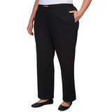 Plus Women's Buckled Stretch Knit Average Length Ponte Pant