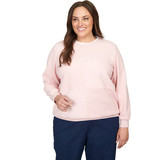 Plus Women's Spliced Quilted Pull On Crewneck