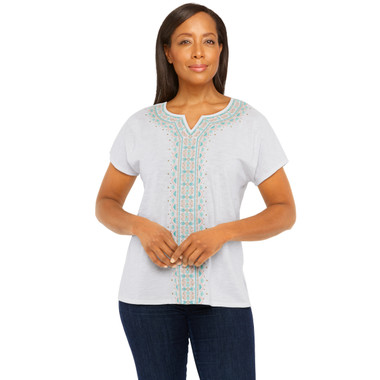 Women's Center Geo Embroidery Top