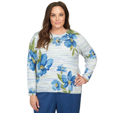 Plus Women's Space Dye Bold Floral Sweatshirt
