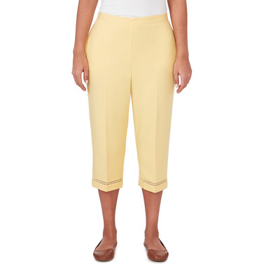Women's Twill Capri With Lace Inset Bottom