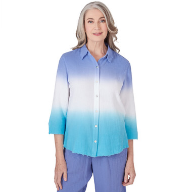 Women's Dip Dye Button Down Blouse