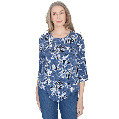 Petite Women's Elegant Flower Top With Necklace