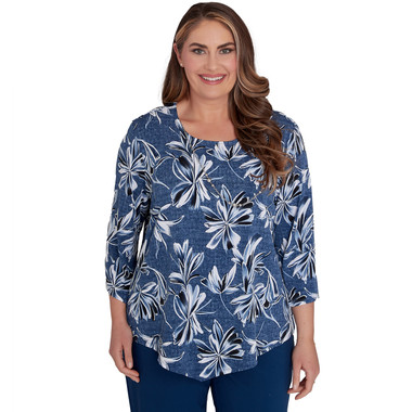 Plus Women's Elegant Flower Top With Necklace