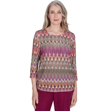 Women's Chevron Textured Crew Neck Top