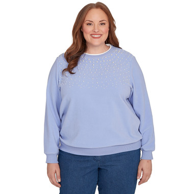 Plus Women's Embellished Neckline Anti-Pill Sweater
