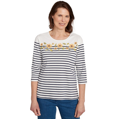 Women's Sunflower Neckline Striped Top