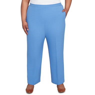 Plus Women's Textured Pull On Elastic Medium Length Pant