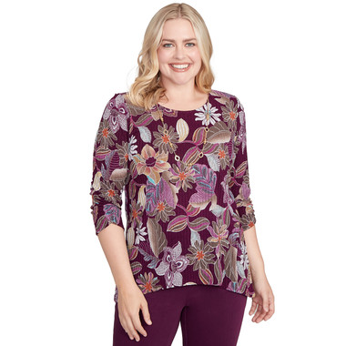 Women's Batik Floral Melange Printed Top