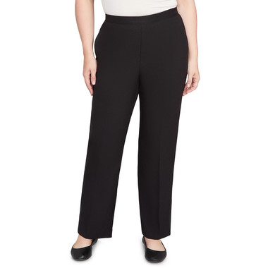 Petite Women's Textured Pull On Elastic Medium Length Pant
