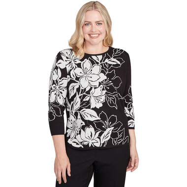 Women's Dramatic Floral Jacquard Sweater
