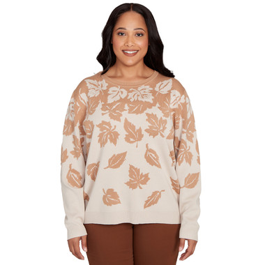 Plus Women's Falling Leaf Long Sleeve Sweater