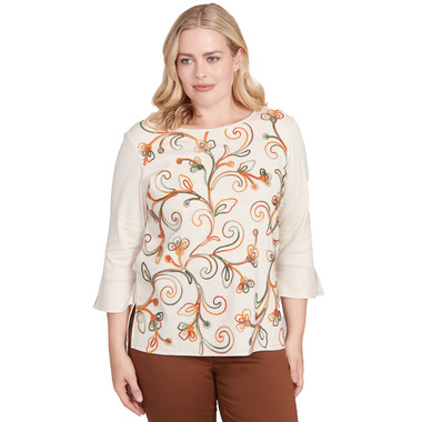 Women's Textured Scroll Embroidered Top
